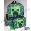 Minecraft blue Creeper 5 pieces school bag set