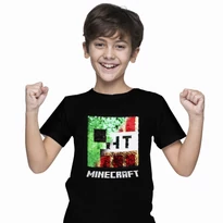 Minecraft Creeper-TNT reversible sequin T-shirt