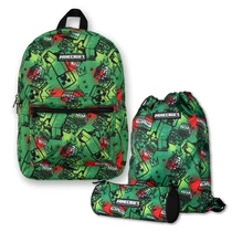 minecraft mintás iskolatáska szett tolltartóval tornazsákkal