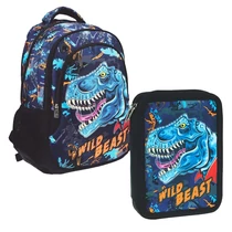 dinós iskolatáska szett tolltartóval