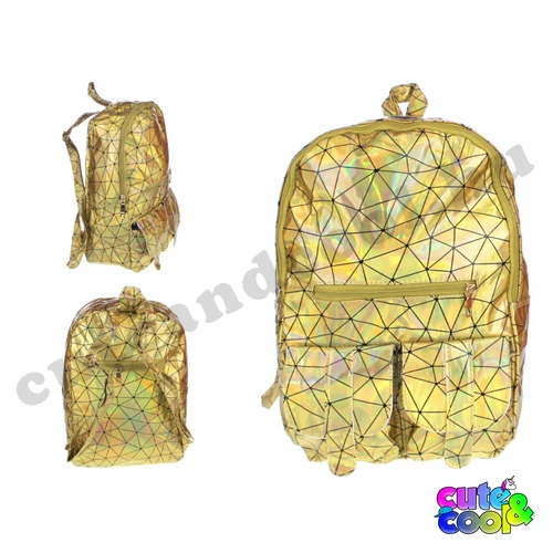 Hologram backpack with geometric pattern - gold