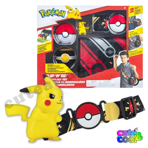 pokémon játékkészlet pikachuval oldaltáskával clip and go