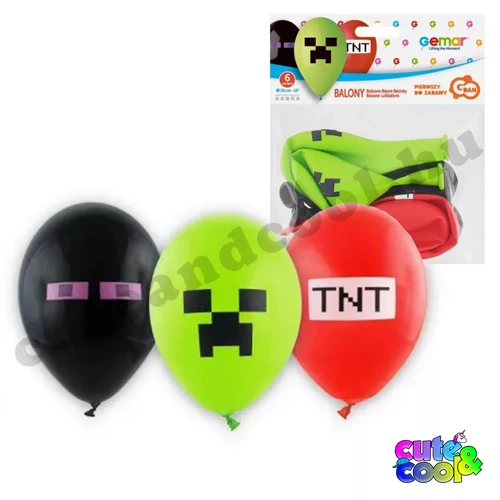 minecraftos party kellék szülinapi buli lufi léggömb