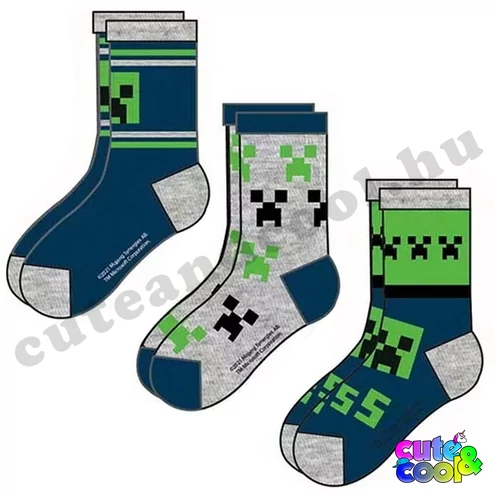 Minecraft 3 pieces socks set Creeper pattern