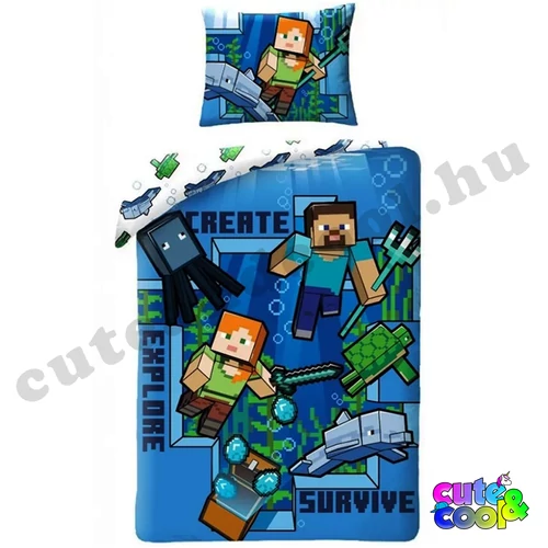 Minecraftos óceáni vizikaland steve-vel alex-val ágyneműhuzat