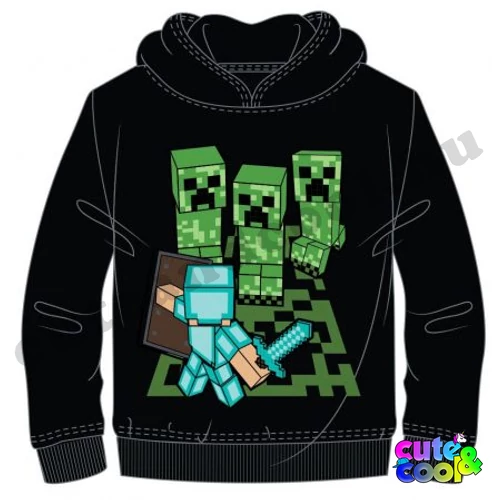 Minecraft fekete kapucnis gyerek pulóver