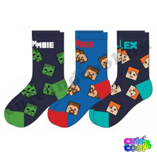 Minecraft gyerek zokni szett 3db-os