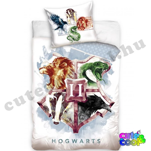 Harry Potter fehér Hogwarts ágyneműhuzat - Pamut