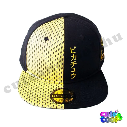 Pokemon yellow-black snapback cap