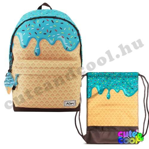 Oh my POP Ice cream USB csatlakozós hátizsák-iskolatáska tornazsákkal