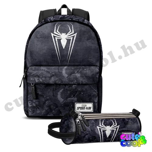 Marvel Pókember ergonomikus USB csatlakozós iskolatáska + ajándék tolltartó