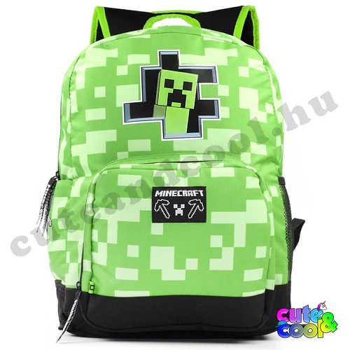 Minecraft breaking out Creeper green school bag