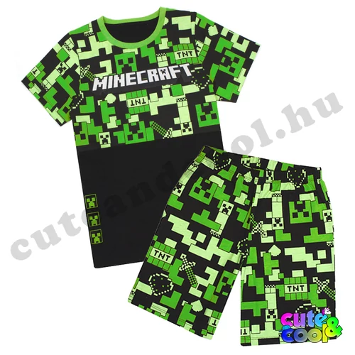 Minecraft green-black Creeper pajamas with shorts