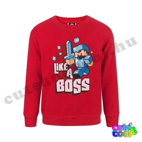 Minecraft "Like a Boss" piros pulóver