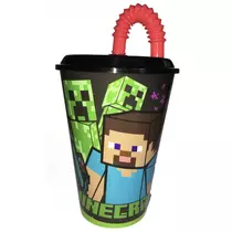 Minecraft Steve Creeper and Enderman large straw cup