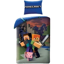 Minecraft Steve, Alex and the pig cotton bed linen