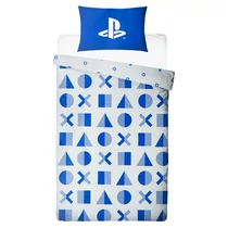 PlayStation blue-white controllers iconic bed linen