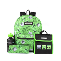 Minecraft green 4 pieces school backpack set