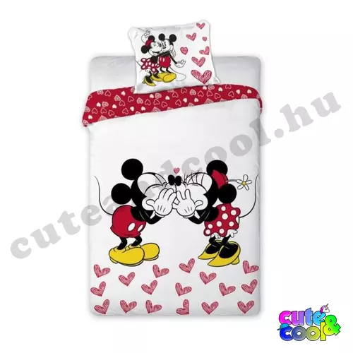 Minnie and Mickey Mouse Kissing cotton bed linen