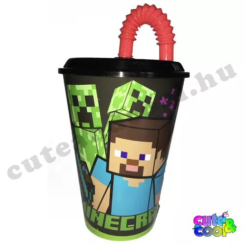 Minecraft Steve Creeper and Enderman large straw cup