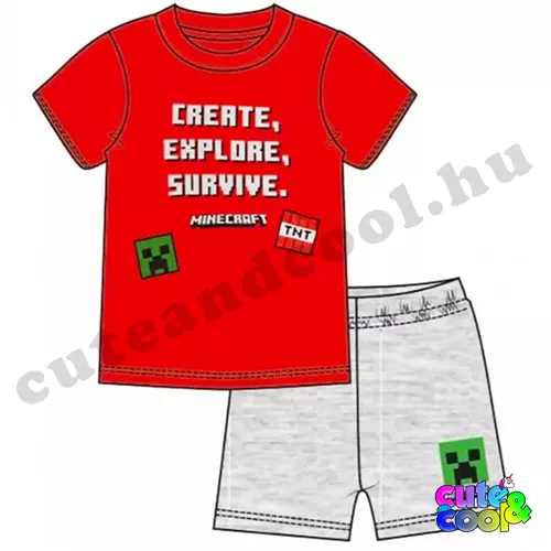 Minecraft Create-Explore-Survive red short sleeve pyjamas