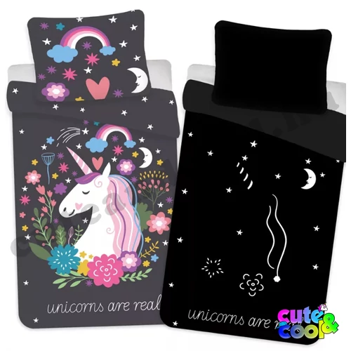 Unicorns are real glowing cotton bed linen
