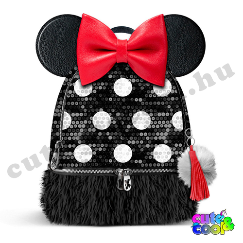 Minnie Mouse flitteres-szőrmés hátizsák
