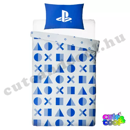 PlayStation blue-white controllers iconic bed linen