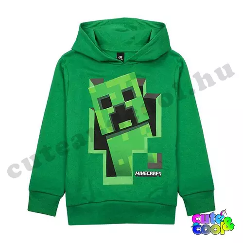 Minecraft kirobbanó Creeper zöld kapucnis pulóver