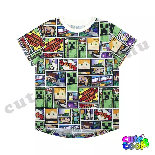 Minecraft comic pattern T-shirt