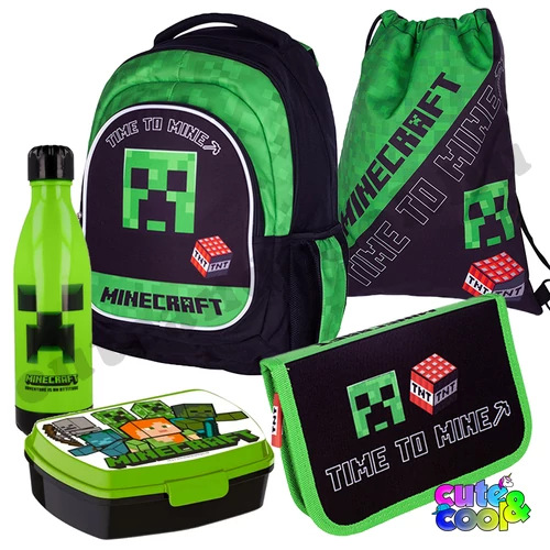 teljes iskolatáskaszett Minecraft dizájnnal